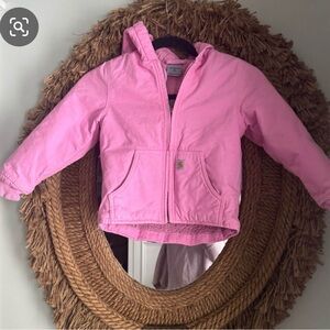 Carhartt Toddler Girls 4T Pink Duck Canvas Sherpa Lined Jacket Coat Hooded